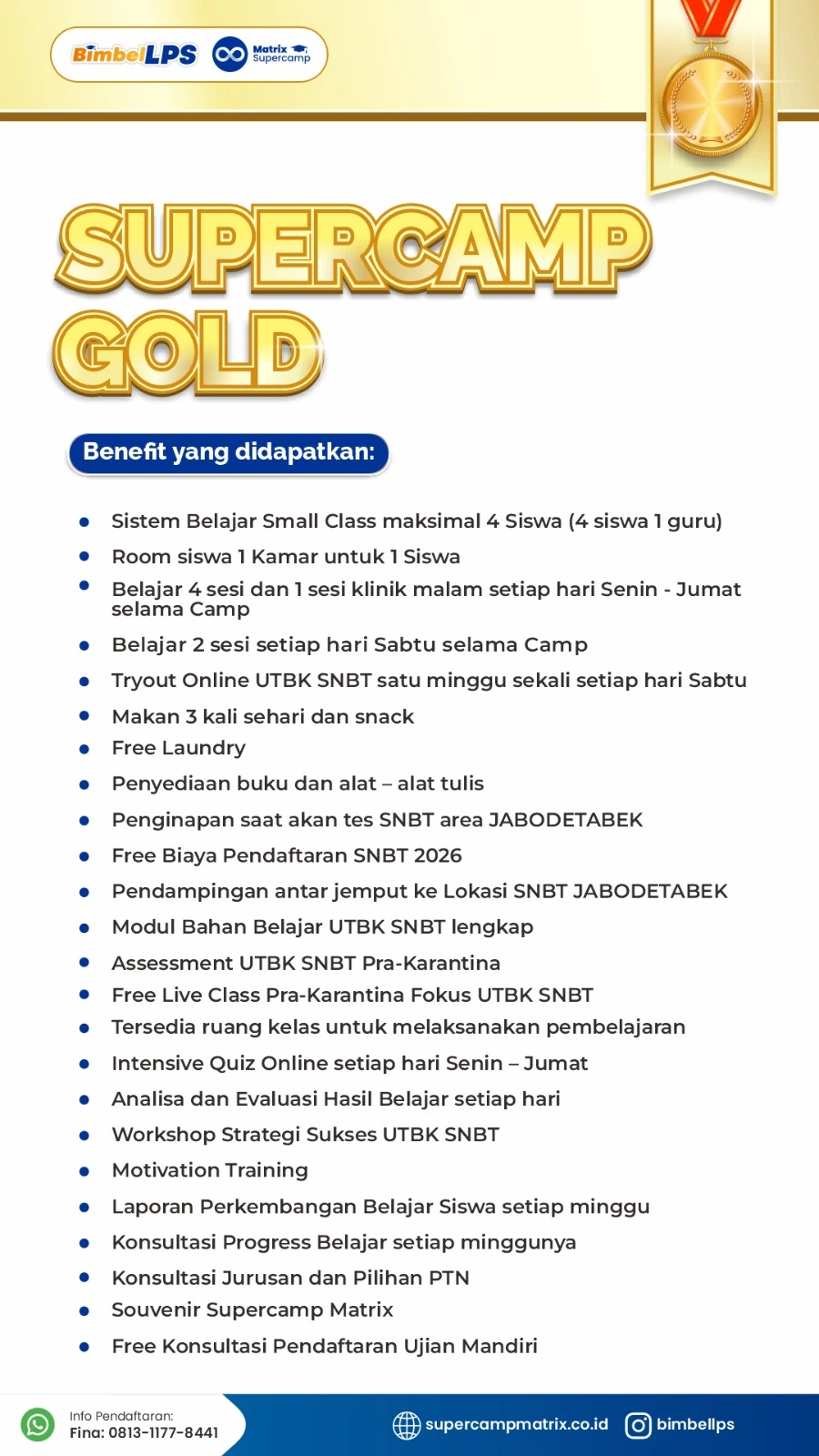 Paket Supercamp Gold untuk bimbel intensif UTBK SNBT dan persiapan masuk Kedokteran