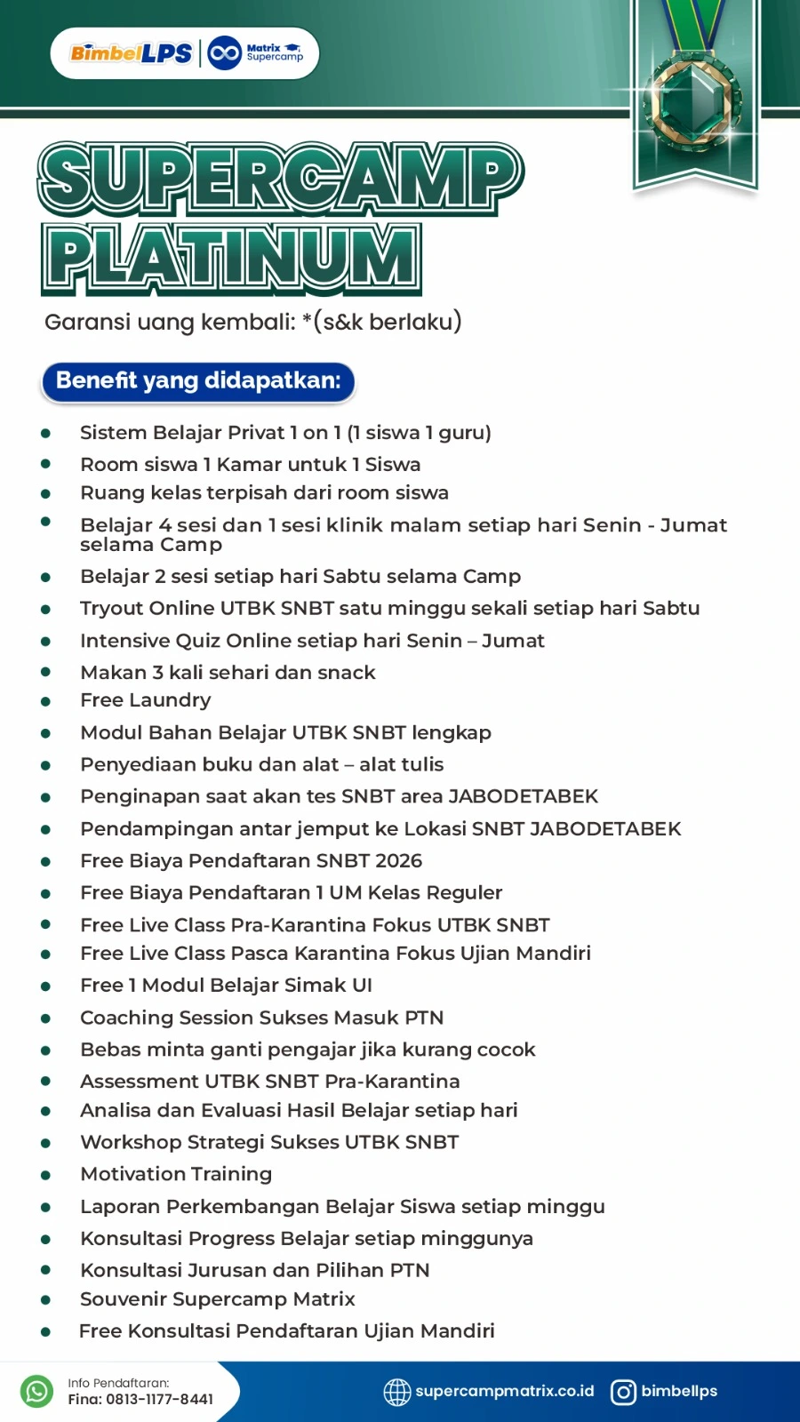 Paket Supercamp Platinum untuk bimbel intensif UTBK SNBT dan persiapan masuk Kedokteran